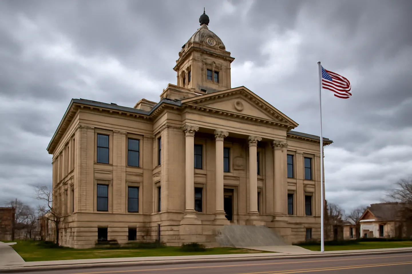 County courthouse exterior in a small town