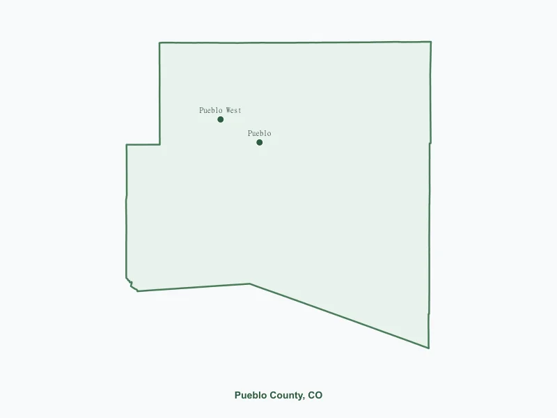 Map of Pueblo County, CO showing major cities