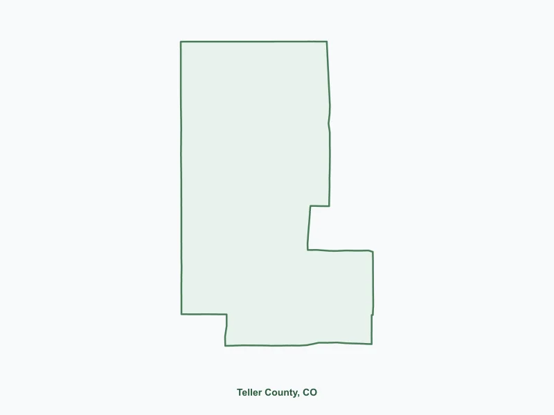 Map of Teller County, CO showing major cities